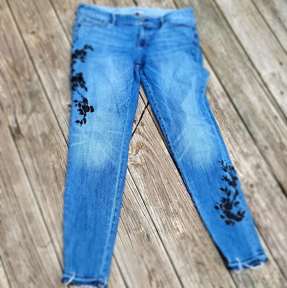 NWOT Skinny Ankle Jeans size 10 Embroidered